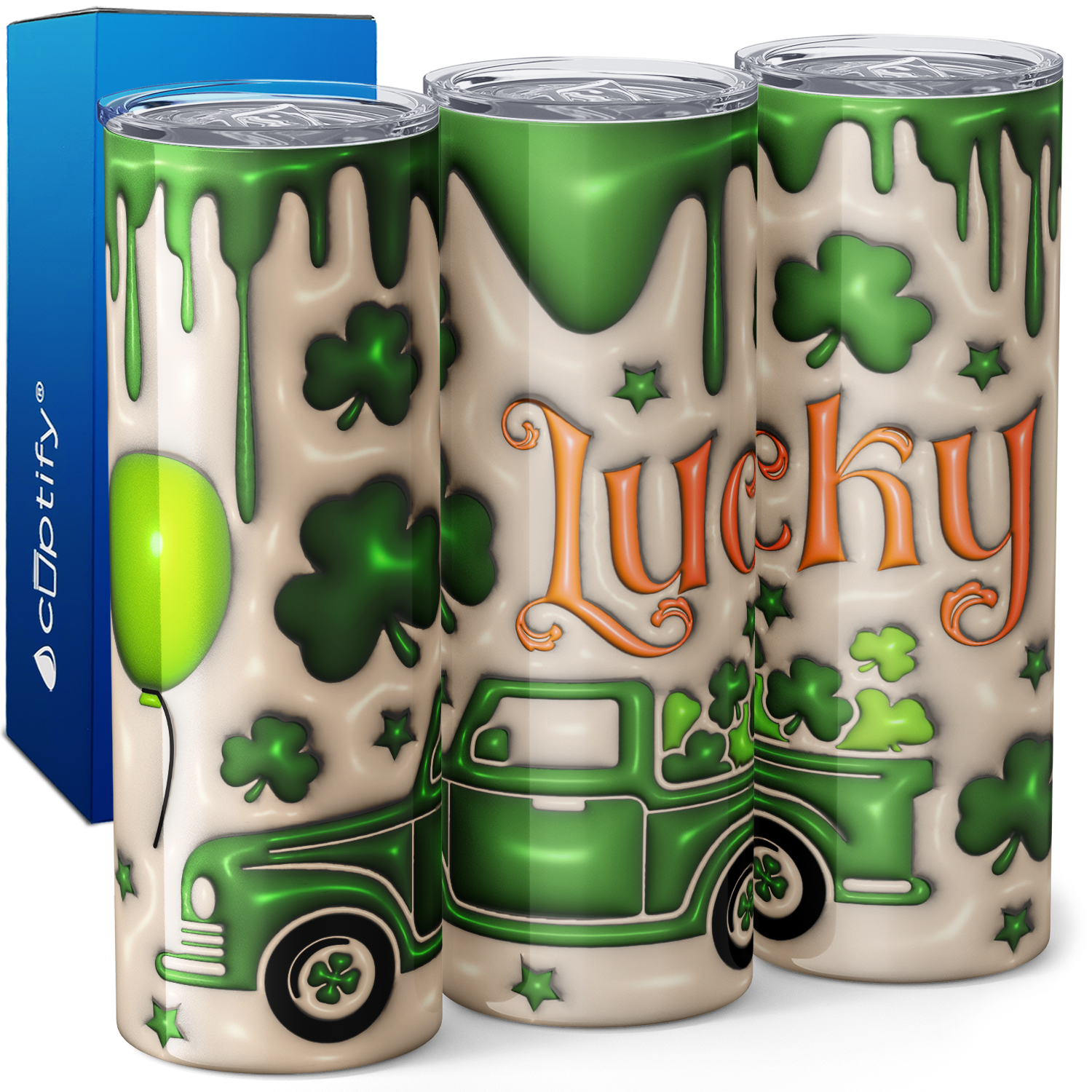 St. Patrick's Day Lucky Green Truck 20oz Skinny Tumbler