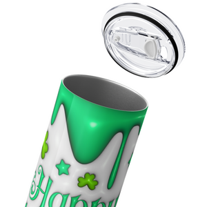 Happy St. Patrick's Day Bright Green Inflated Balloon 20oz Skinny Tumbler