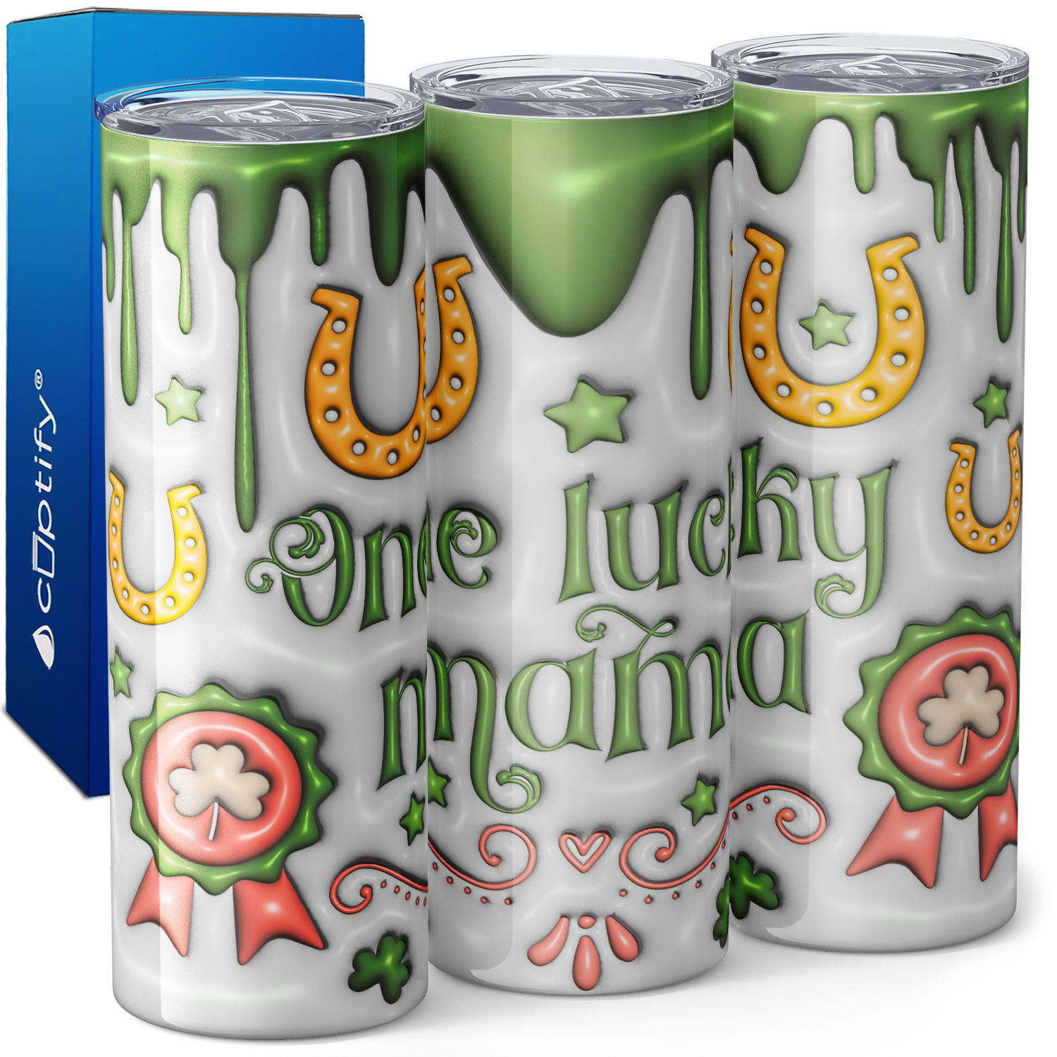 One Lucky Mama Inflated Balloon 20oz Skinny Tumbler