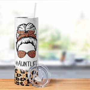 AuntLife Leopard Print 20oz Skinny Tumbler