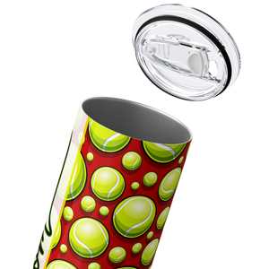 Tennis Mom on Tennis Balls Red 20oz Skinny Tumbler