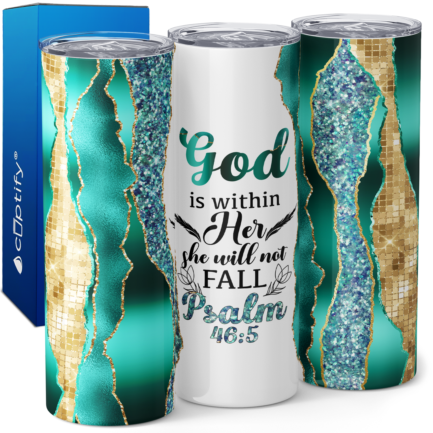 God is Within Her She Will Not Fall 20oz Skinny Tumbler