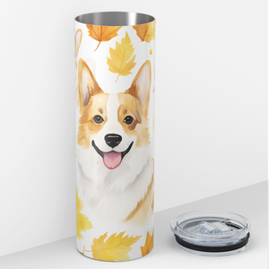 Pembroke Welsh Corgi Face in Autumn 20oz Skinny Tumbler