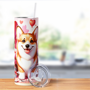Valentines Day Corgi 20oz Skinny Tumbler