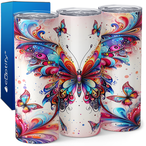 Colorful Butterflies 20oz Skinny Tumbler