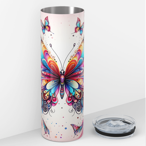 Colorful Butterflies 20oz Skinny Tumbler