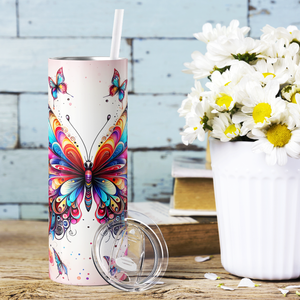 Colorful Butterflies 20oz Skinny Tumbler