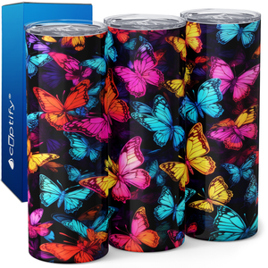 Neon Butterflies 20oz Skinny Tumbler