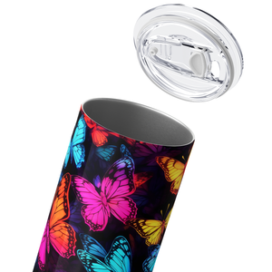 Neon Butterflies 20oz Skinny Tumbler