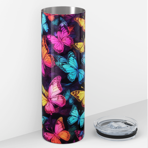 Neon Butterflies 20oz Skinny Tumbler