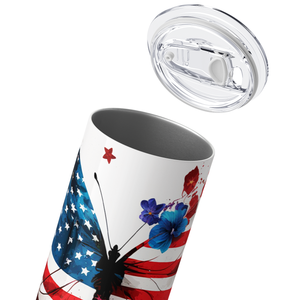 American Butterflies with Flowers 20oz Skinny Tumbler