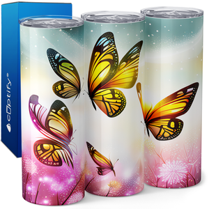 Yellow Butterflies 20oz Skinny Tumbler