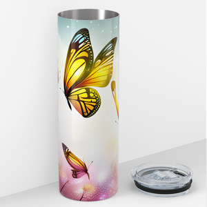 Yellow Butterflies 20oz Skinny Tumbler