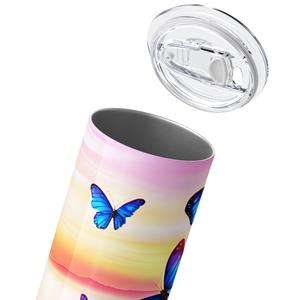 Blue Butterflies 20oz Skinny Tumbler