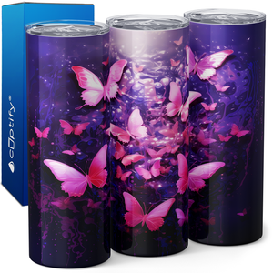 Pink Butterflies 20oz Skinny Tumbler