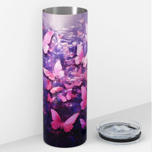 Pink Butterflies 20oz Skinny Tumbler