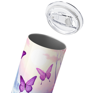 Flying Pink Butterflies 20oz Skinny Tumbler