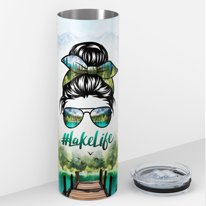 Lake Life Messy Hair Bun 20oz Skinny Tumbler