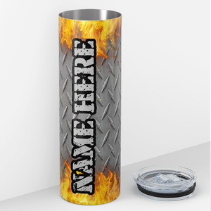 Personalized Firefighter Black Turnout Gear 20oz Skinny Tumbler
