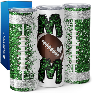 Football Mom on Glitter 20oz Skinny Tumbler