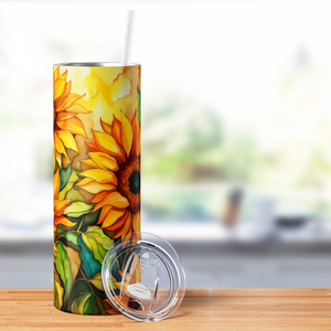 Watercolor Sunflowers 20oz Skinny Tumbler