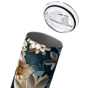 White and Blue Sunflowers 20oz Skinny Tumbler