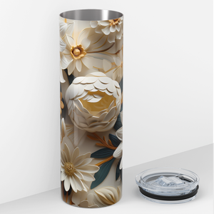 White Sunflowers 20oz Skinny Tumbler