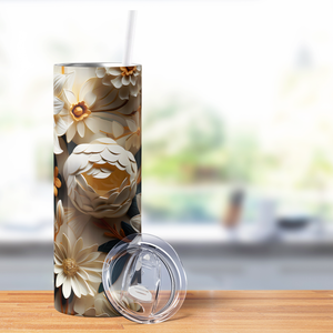 White Sunflowers 20oz Skinny Tumbler