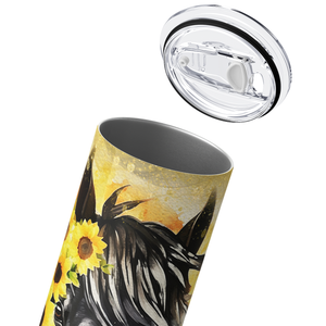 Black Horse with Sunflowers 20oz Skinny Tumbler