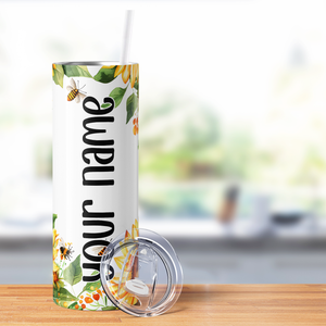 Personalized Sunflowers with Bees 20oz Skinny Tumbler