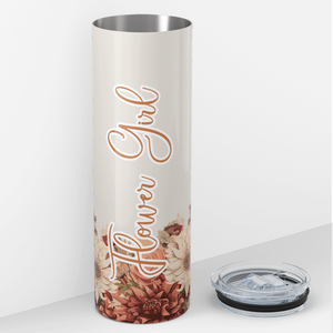Flower Girl on Beige Warm Flowers 20oz Skinny Tumbler