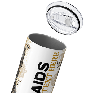 Personalized Real Bridesmaids Black and Gold Floral 20oz Skinny Tumbler