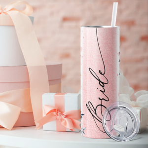 Floral Bride Blue and Pink 20oz Skinny Tumbler
