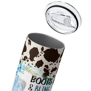 Boots and Bling It's a Cowgirl Thing Cowhide Pattern 20oz Skinny Tumbler