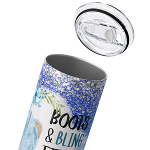 Boots and Bling It's a Cowgirl Thing Glitters 20oz Skinny Tumbler