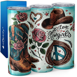 Peace Love Cowgirls 20oz Skinny Tumbler