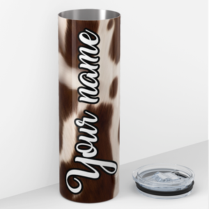 Personalized Cowgirl on Cowhide Print 20oz Skinny Tumbler