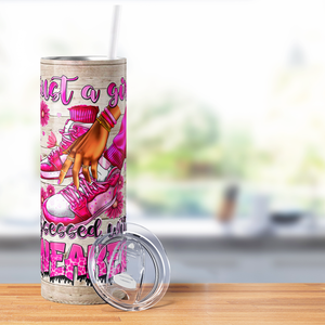 Just a Girl Obsessed with Sneakers on Pink Leopard Print 20oz Skinny Tumbler