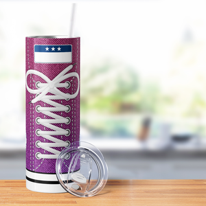 Pink Denim Shoes 20oz Skinny Tumbler