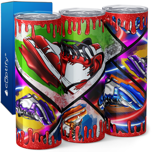 Red Glitter Dripping Sneakers 20oz Skinny Tumbler