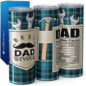Best Dad Ever Nutrion Facts with Tools 20oz Skinny Tumbler