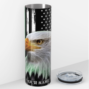 Personalized Border Patrol Flag with Eagle 20oz Skinny Tumbler