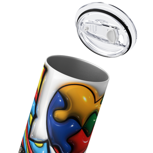 Love Autism Awareness 20oz Skinny Tumbler