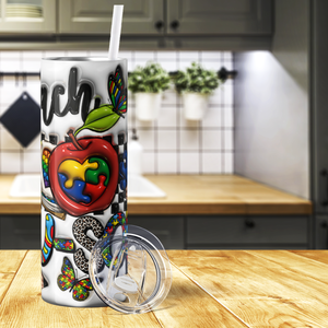 Teach Au-Some Kids 20oz Skinny Tumbler