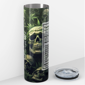 Nutrition Facts Cannabis Skulls Funny Weed 20oz Skinny Tumbler