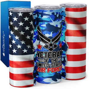 Veteran of the United States Air Force Flag 20oz Skinny Tumbler