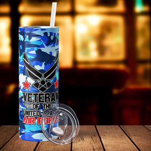 Veteran of the United States Air Force Flag 20oz Skinny Tumbler