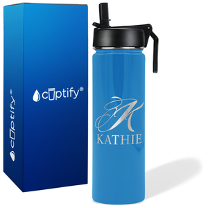 Personalized Script Initial and Name on 24oz Wide Mouth Bottle