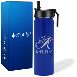 Personalized Script Initial and Name on 24oz Wide Mouth Bottle