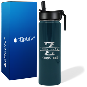 Personalized Initial Block on 24oz Wide Mouth Bottle